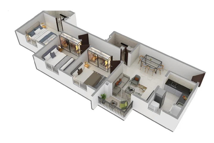 3D view of the Provident Equinox 6 3 BHK home