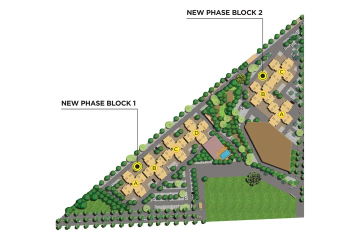 Tower plan of Provident Equinox 6: New Phase Block 1 with towers A to D and Block 2 with towers A to C